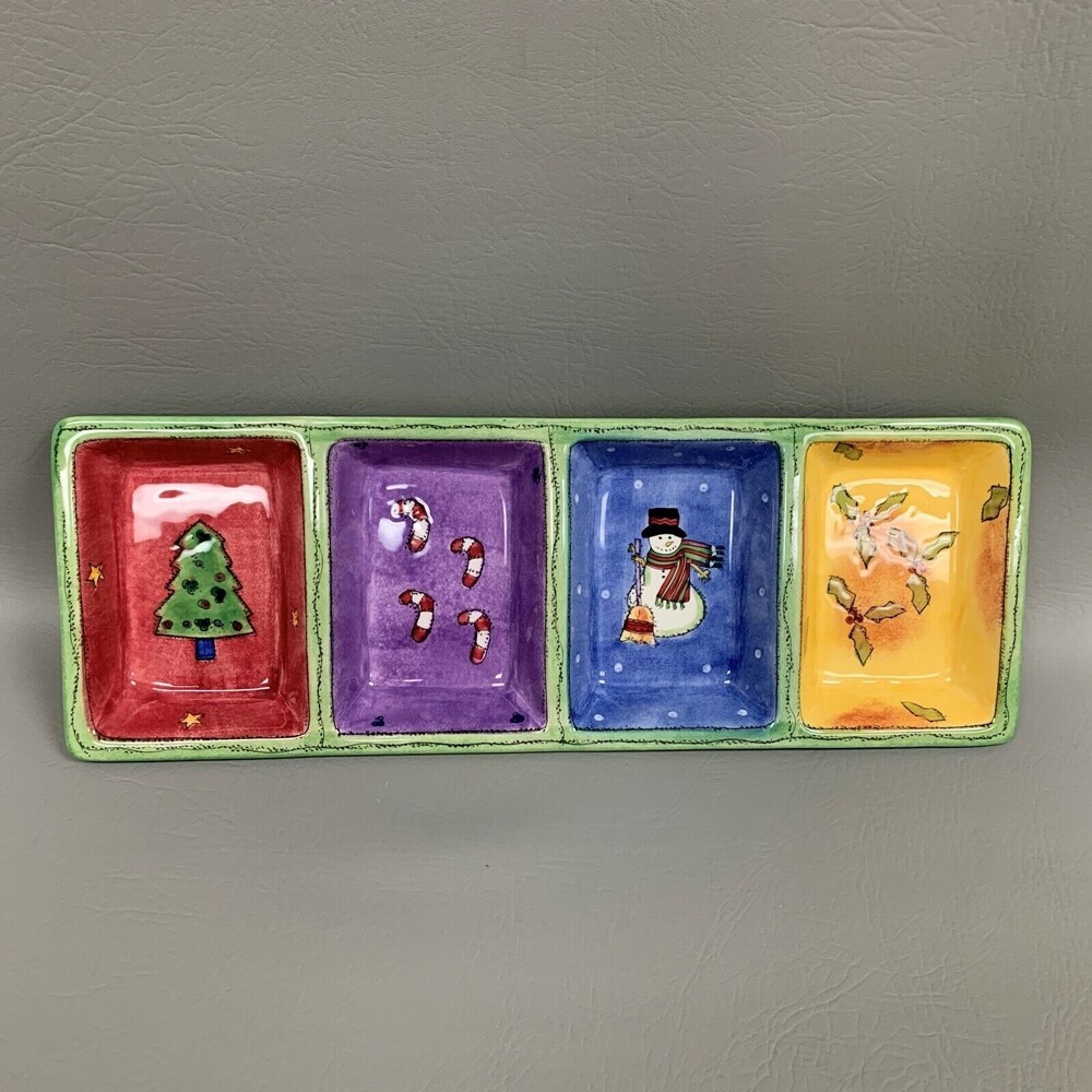 The Sweet Shoppe Divided 4 Part Relish Tray Christmas by Sango Sue Zipkin NIB